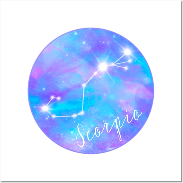 Scorpio zodiac sign test. Constellation on galaxy background Wall Art by Orangerinka